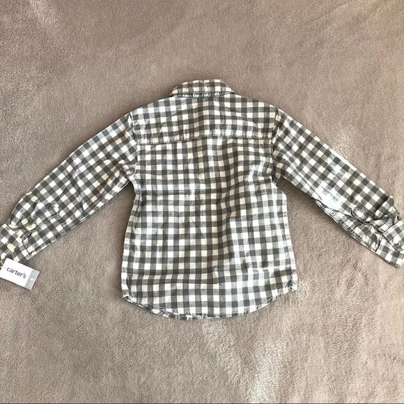 Carter’s Gray & white gingham button down shirt - Picture 2 of 9